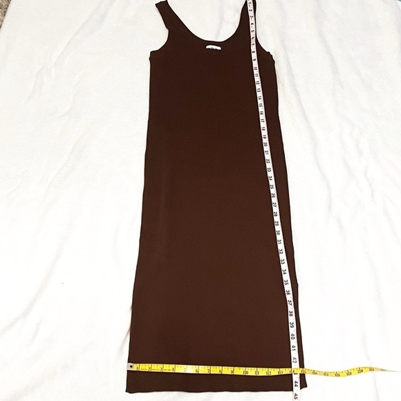 NWT The Drop Yasmine Side Slit Ribbed Scoop Neck Solid Brown Midi Dress Pullover - Picture 5 of 9